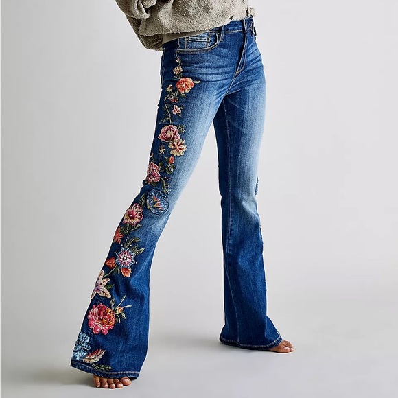 Free People Denim - Free People - Farrah Embroidered Garden Party Jeans